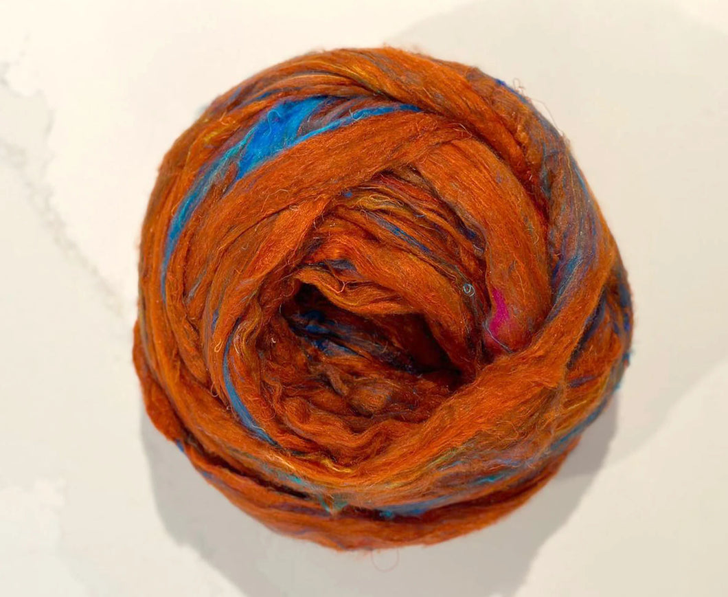 Beach Fire Sari Silk Roving